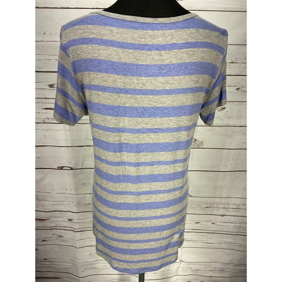 Lularoe Purple‎ Gray Short Sleeve Striped Classic Tee Top NWT Size Medium - Picture 4 of 11